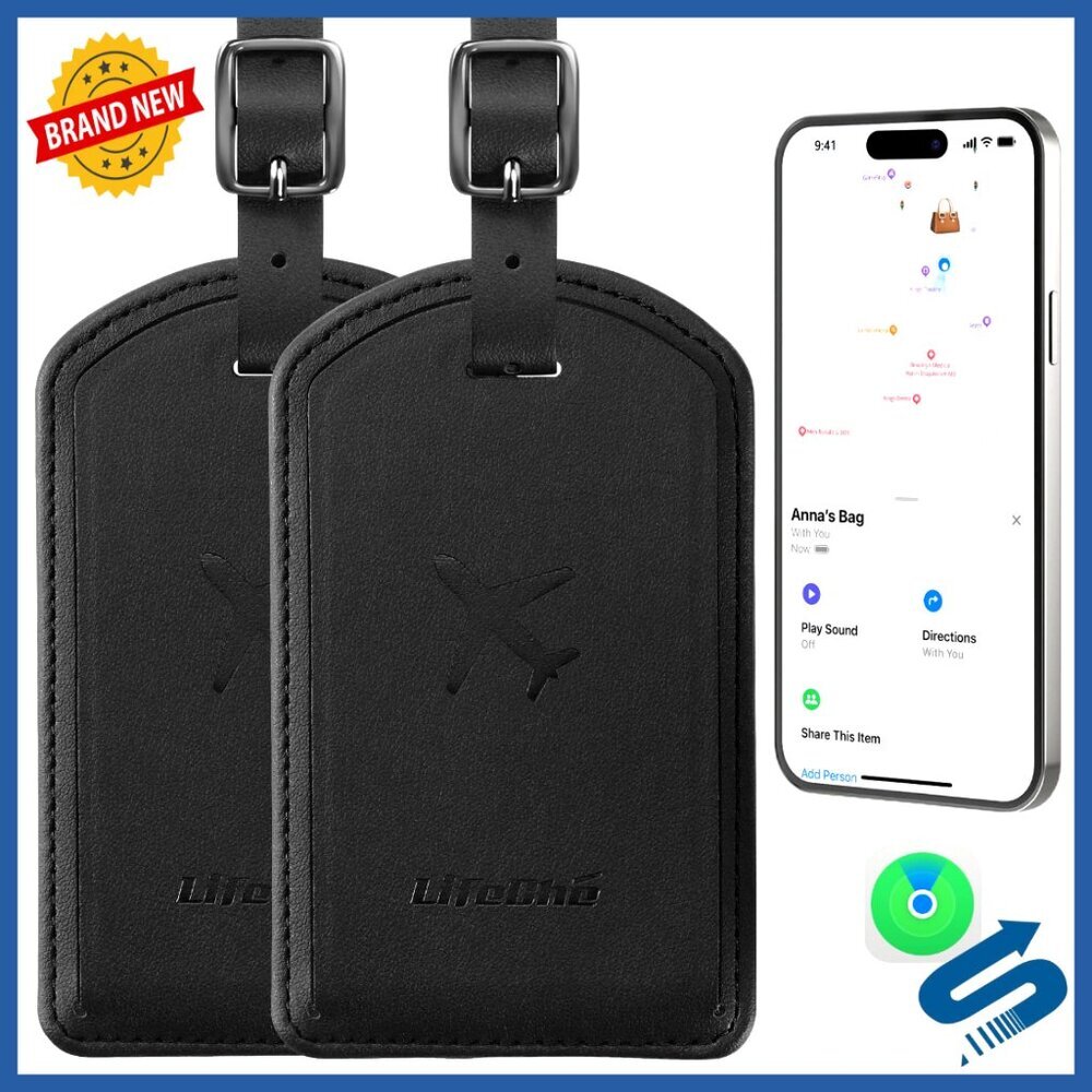 Leather Luggage Tags with Anti-Loss Tracker Travel Organizer for Suitcases